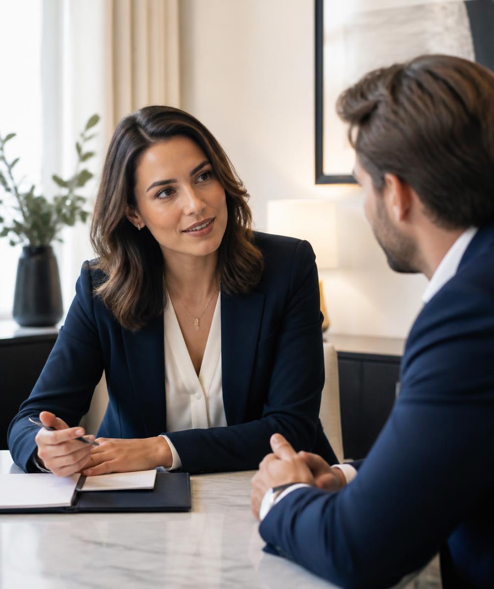 Two accountants in conversation with a client
